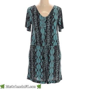 LULAROE Black / Turquoise / White Print L One-Piece Romper *EXCELLENT CONDITION*